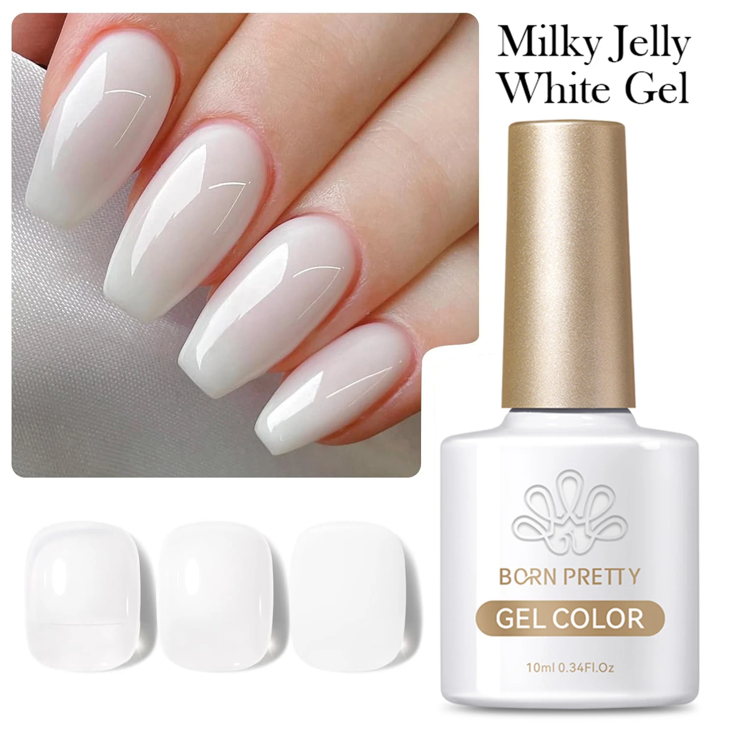BORN PRETTY 10ml Milky Jelly White Gel Nail Polish Jelly Nude Color Long Lasting Full Cover Soak Off UV LED Gel Varnish Manicure