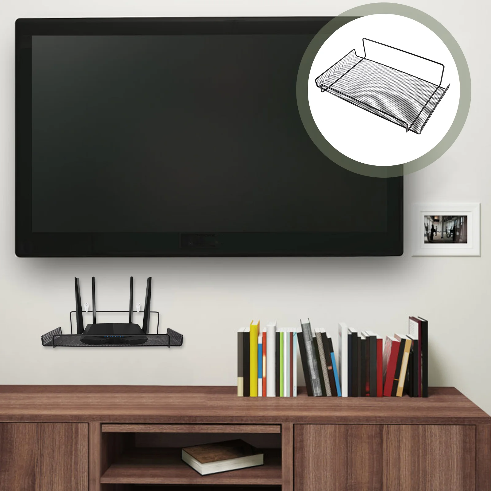 

Wall Mounted Projector Holder Router Rack Cable Holder For Electronic Devices No-drilling