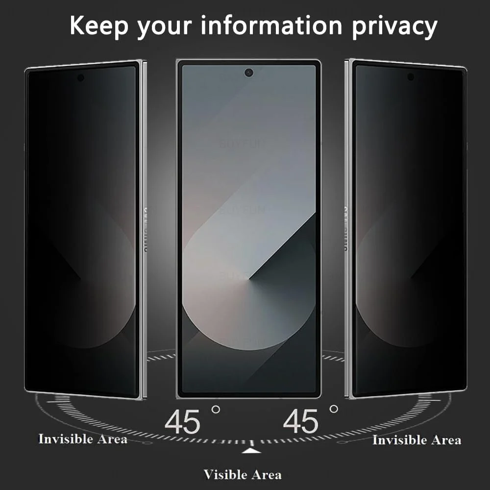 Anti-Spy Privacy Screen Protector for Foldable Phones - Tempered Glass, 4-in-1 Pack
