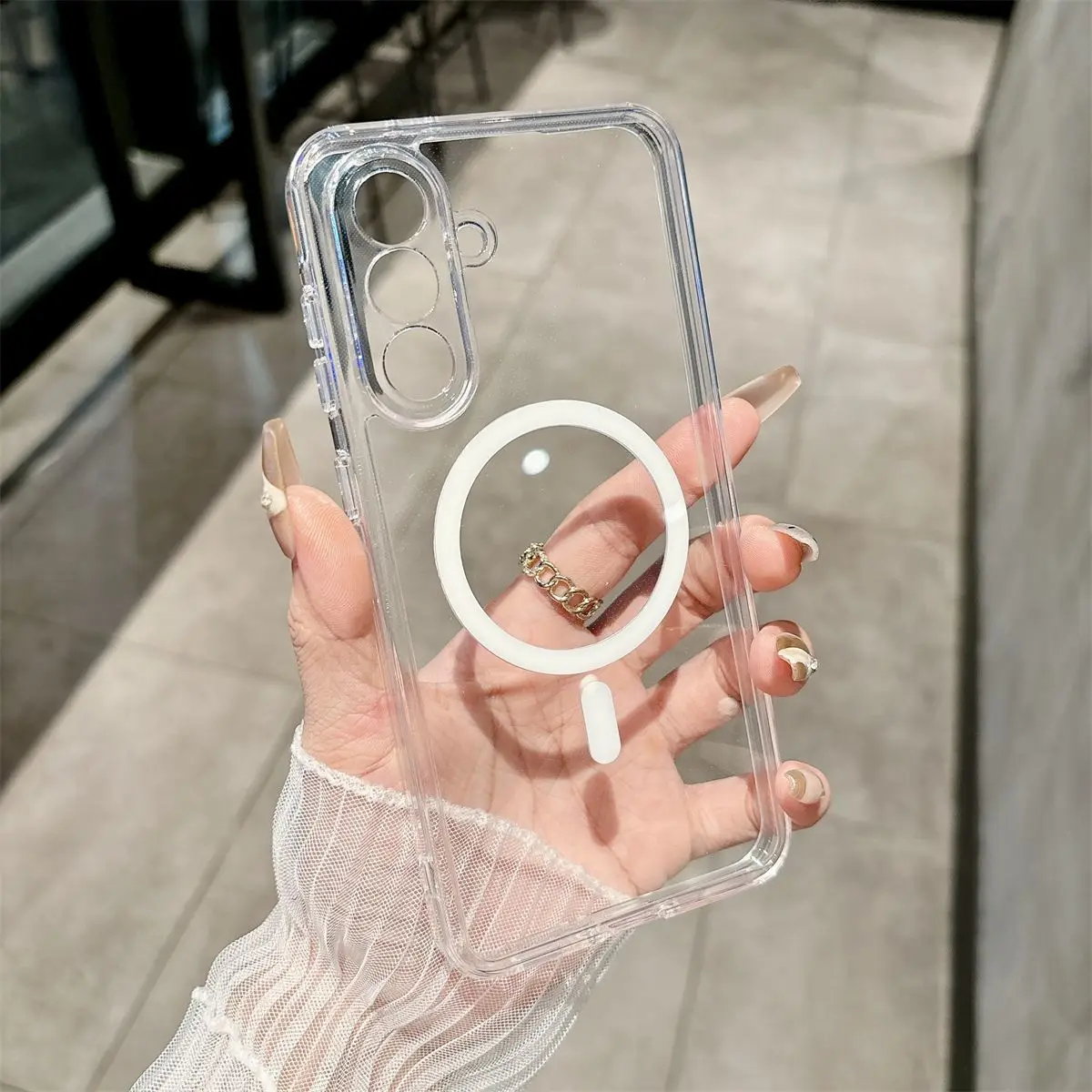 Magnetic Clear Hard Case with Wireless Charging Compatibility