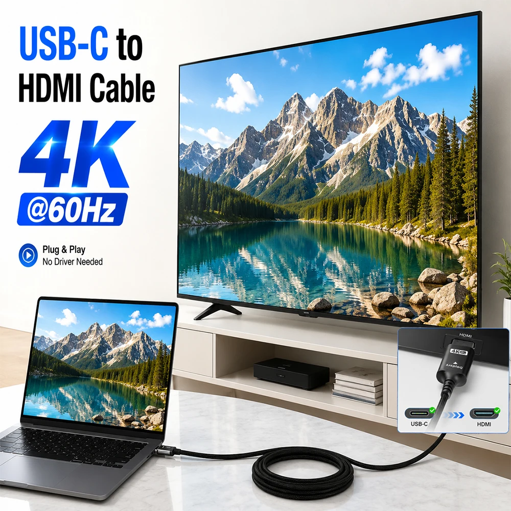 4K 60Hz USB-C to HDMI Cable Adapter