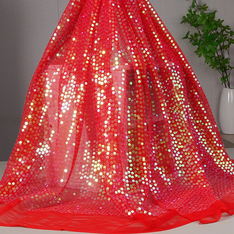 1yard Glitter Pailletten Stickerei Stoff Bühne Kostüm Glänzendes Kleid DIY Nähen Tuch Wand Hintergrund Gepäck Dekoration Stoff – Detail 2