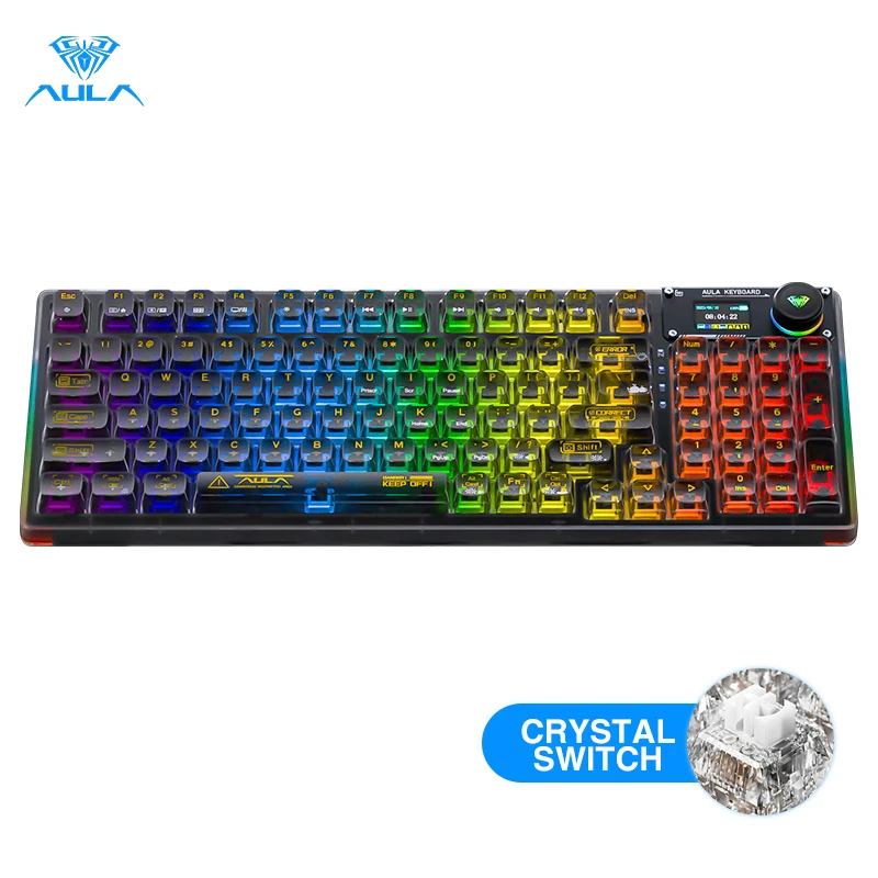 ワイヤレスメカニカルゲーム用キーボードAULA-F98PRO,Bluetooth,ホット 