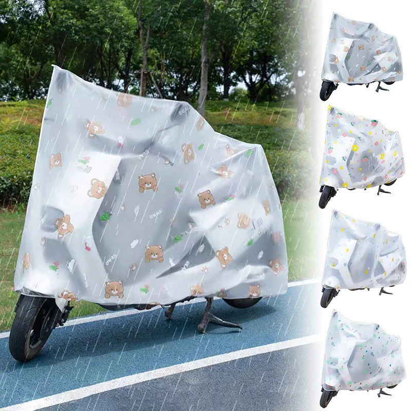 1pc Translucent Thick Universal Protective Gear Waterproof Rainproof PEVA Motorcycle Cover Electric Bicycle Cover