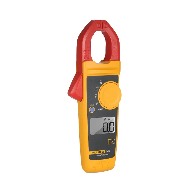 FLUKE 305 디지털 클램프 계량기 멀티미터, 소프트 케이스 포함, AC 999.9A 백라이트 디스플레이