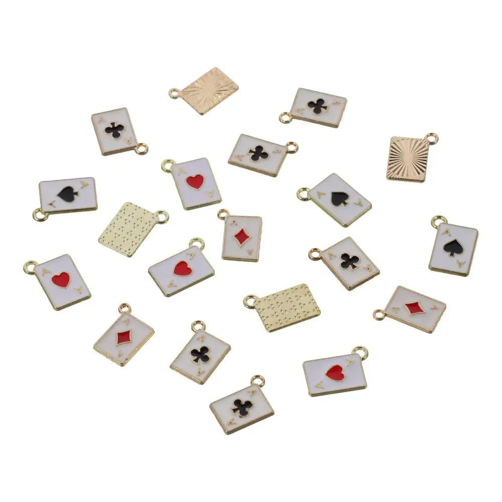 

Metal Enamel Pendants Heart Shape Block Shape Plum blossom Poker Card Charms Gold Plum blossom Shape Block Poker Card Charms