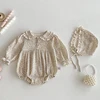 2025 New Autumn 0-24M Children Clothes Toddler Baby Girl Romper+Hat Long Sleeved Cotton Print Infant Baby Girls Jumpsuit