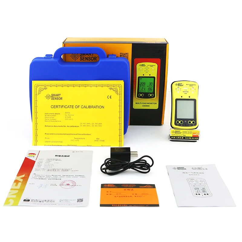 

Smart Sensor AS8900 Multi Gas mon-itor Detector Oxygen O2 Hydrothion H2S Carbon Monoxide CO Combustible 4 in 1 Analyzer