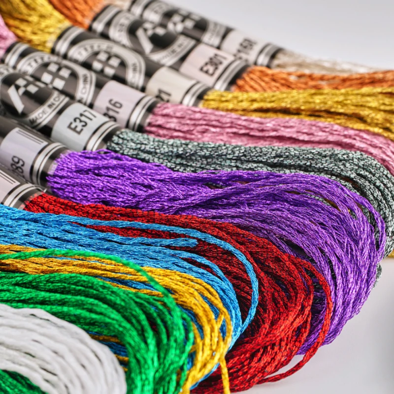 8m 12 Strands Colorful Gold And Silver Thread Embroidery Diy Handmade Material Cross Stitch Multicolor Sewing Thread embroidery thread