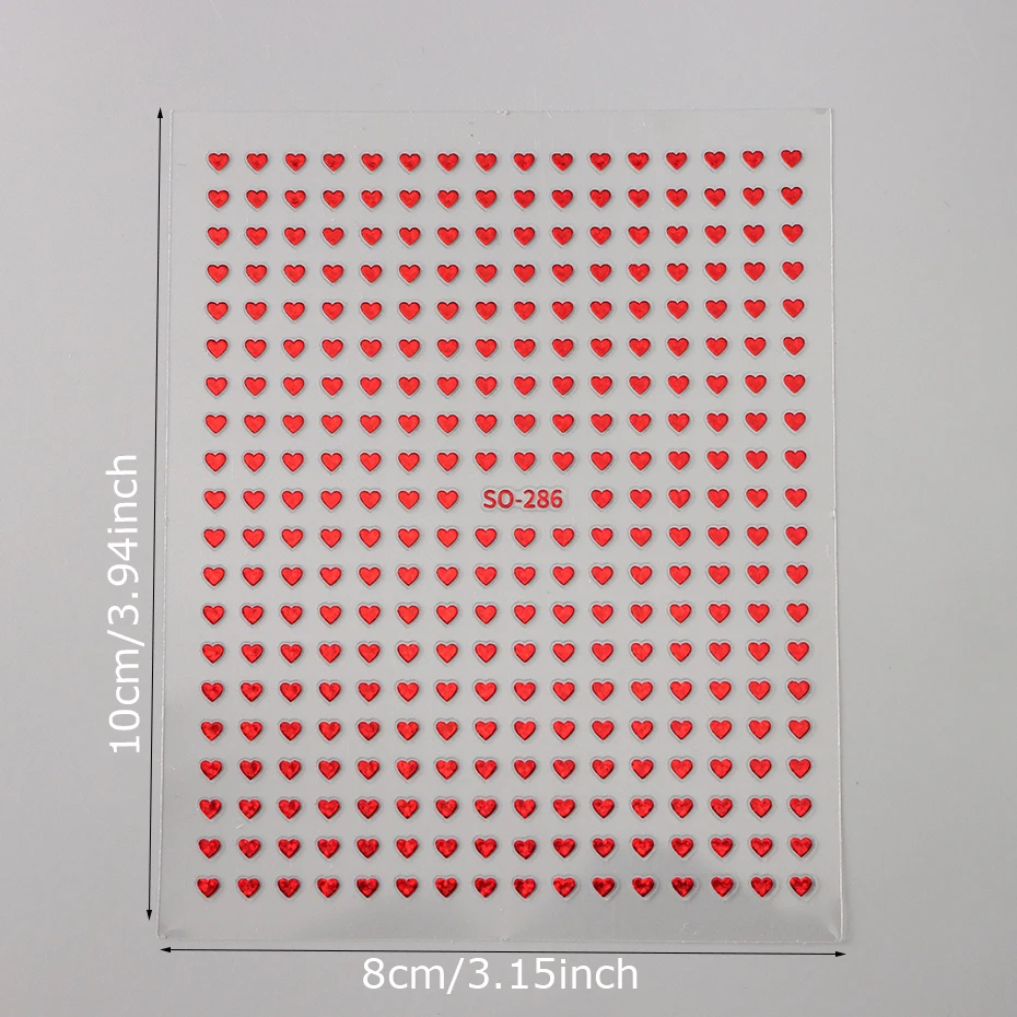 3개 미니 하트 모양 네일 스티커 - 3색(빨간색, 검은색, 흰색) - 발렌타인 데이 하트 디자인 손톱용 레이저 네일 데칼