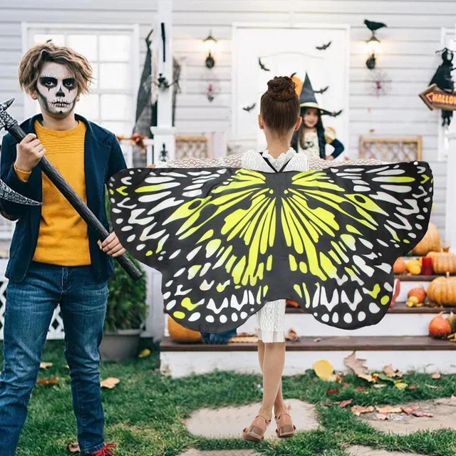 Disfraz de Halloween con alas de mariposa para mujer, capa de
