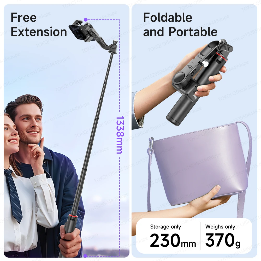 Handheld Gimbal Stabilizer Gimbal Camera AI Tracking Deskpot Gimbal Tripod with Extendable Selfie Stick for Moble Phones Vlog 360&deg; Rotational Shoot with Wireless Remote