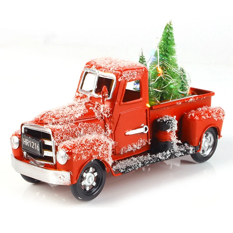 Vintage Red Truck Christmas Decor Handcrafted 6.7 Inches Metal For Christmas Decoration ,C