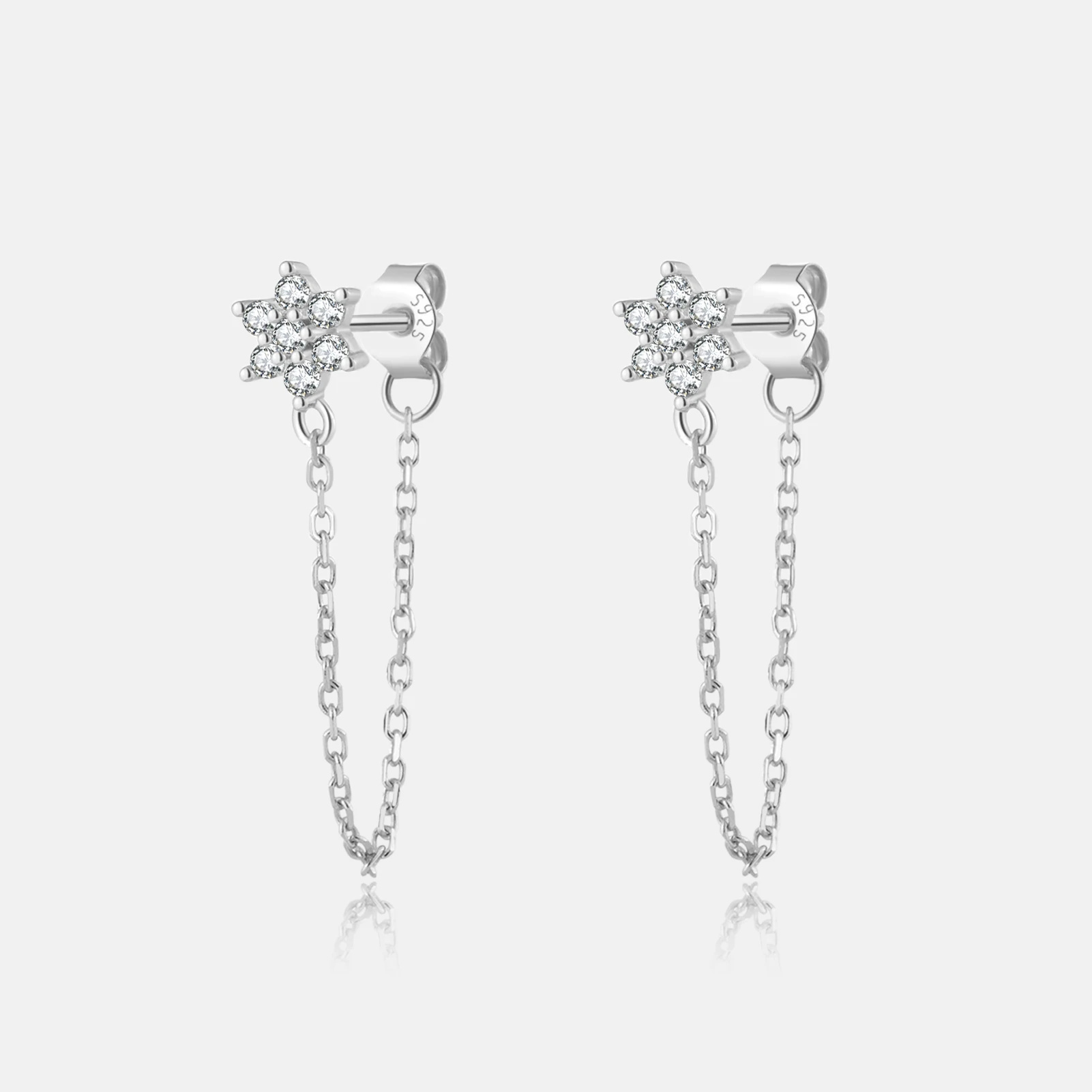 Vewant Women 925 Sterling Silver Cz Zircone Green Chain Drop Earring Clips Piercing Women Luxury Fine Jewelry