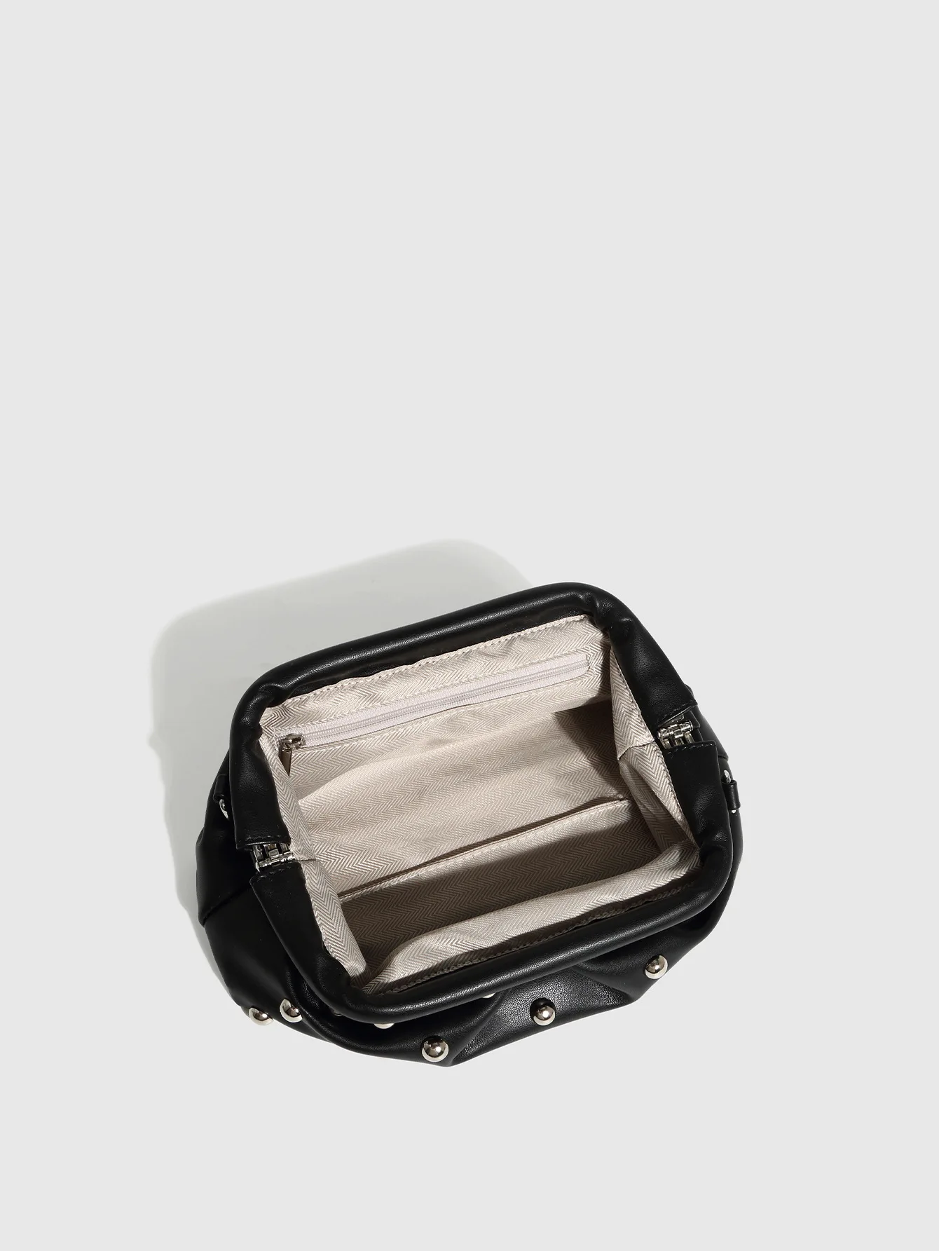 Women Black Shoulder Bag Casual Chic Vegan Leather Shoulder Bag Punk Ball Embellished Crossbody Purse Handbag with Long Strap