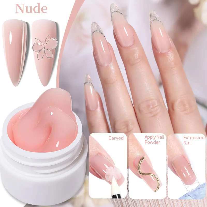 LILYCUTE 8ML Gel di estensione delle mani antiaderente smalto per unghie  trasparente Nude Pink Carving Flower Nail Art Shaping Gel per unghie  acrilico solido - AliExpress