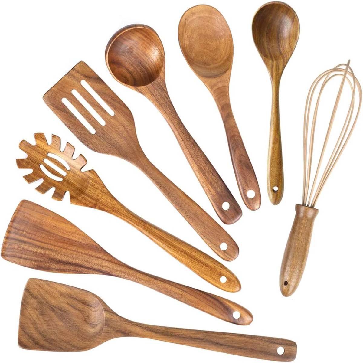 Wooden Tong and Egg Whisk Set,Kitchen Cooking Set for AIUHI Cookware for  Cooking, Baking, Frying, Grilling, Blending and Serving