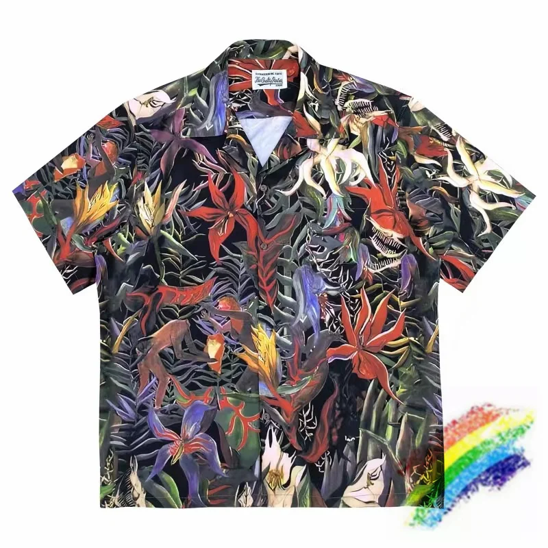 

WACKO MARIA Shirt Men Women Best Quality Thorn Flower Of Hell Hawaiian Shirts Tee