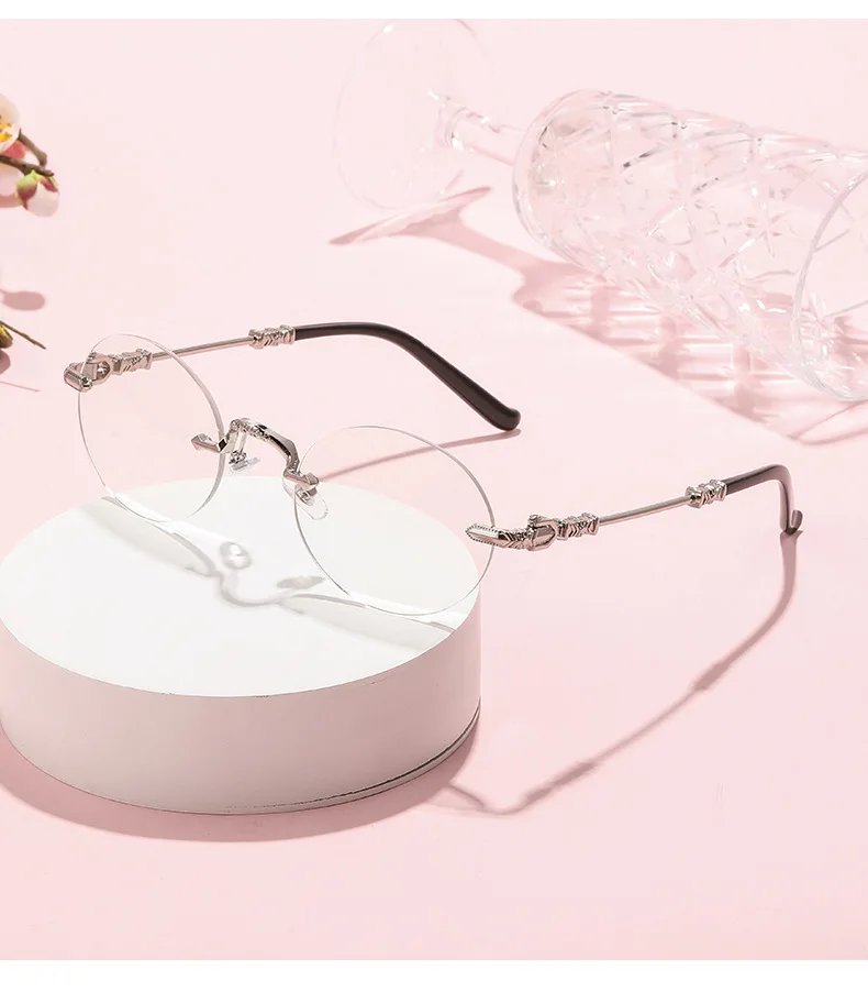 Lichtempfindliche, farbwechselnde, rahmenlose, randgeschnittene Brille, trendige Anti-Blaulicht-Myopie-Brille mit großem Rahmen 60032 – Detail 8