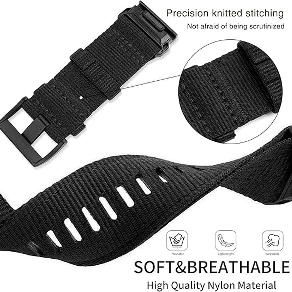 Quickfit 22/26mm Nylon+Silicone Sports Watchband Strap