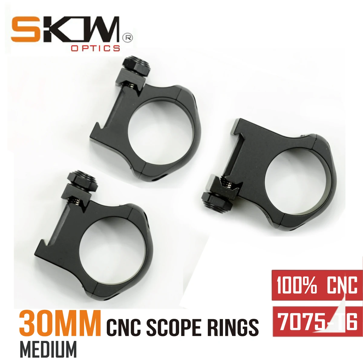 Riflescope Mount SKWGEAR For Picatinny CNC Scope Rings Midium Mount Fit 30mm 7075-T6