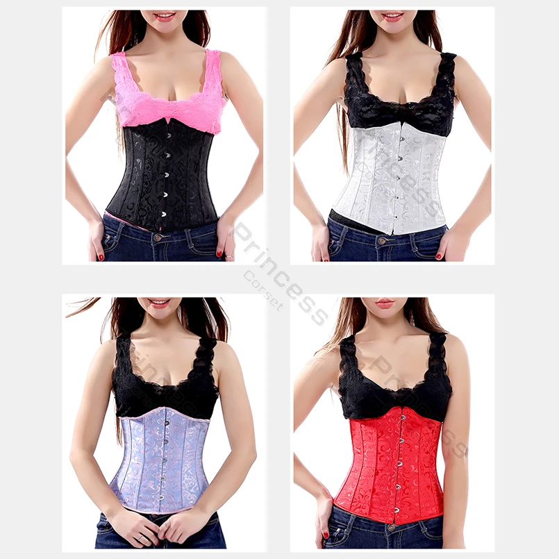 Waist Corset Underbust Corset Plus Size Gothic Corset Cincher Medieval Corsets for Women Jacquard Vintage