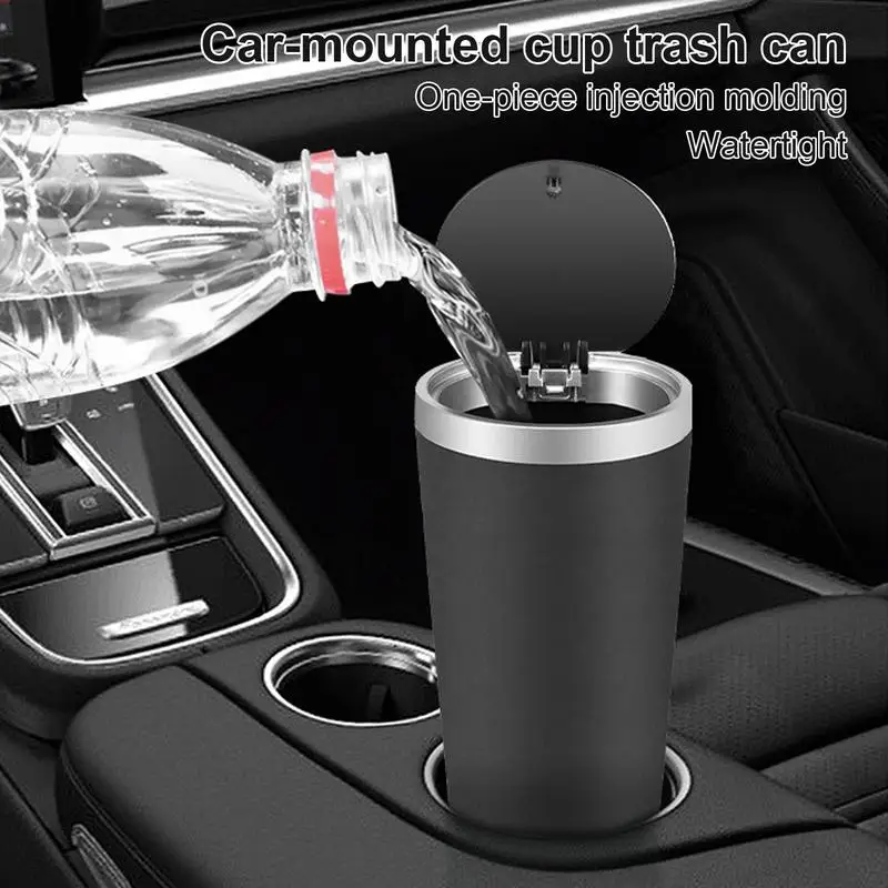 Poubelle de voiture portable avec couvercle, porte-gobelet, poubelle  automobile, mini poubelle automatique, berlines, camions SUV - AliExpress