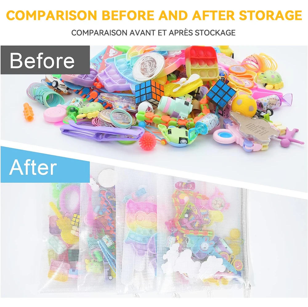 Children's Room Organizer and Toy Storage Bag with ZIP Pouch Pocket