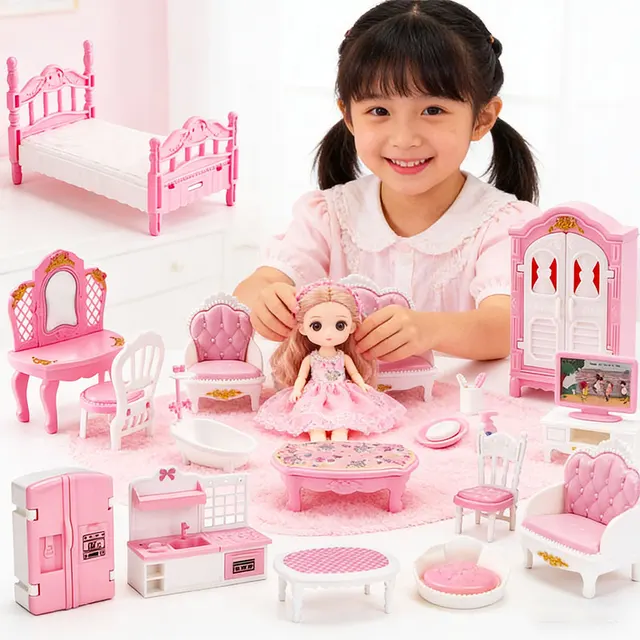 Ensemble de meubles pour maison de poupée, accessoires miniatures pour chambre, salon, salle de bain, cuisine, jouets de simulation pour la famille, cadeau 1