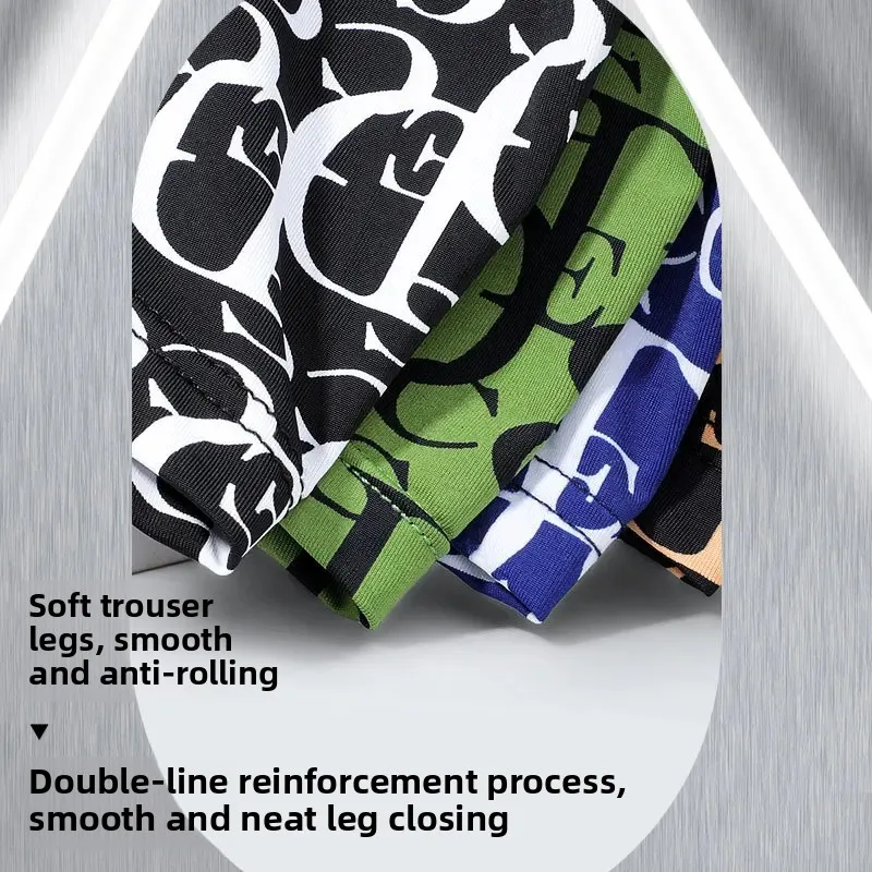 Gdecc الصيف ملابس داخلية للرجال رقيقة تنفس الحرير الجليد المطبوعة السراويل سراويل بوكسر 4 قطع في صندوق هدايا فم الحصان