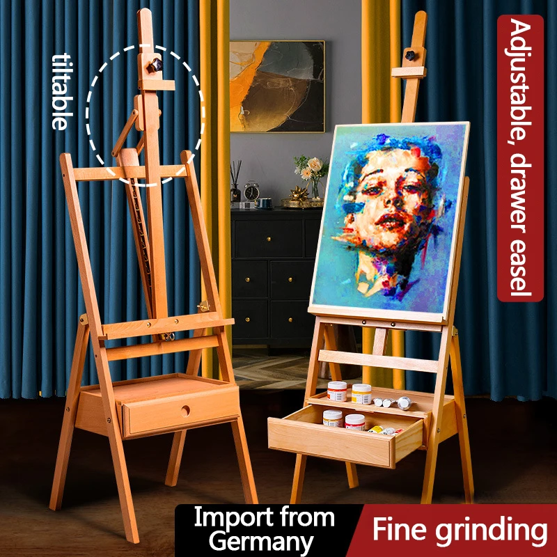 Beech drawer type easel sketch painting art students special lifting tilt easel long use is not easy to deformation
