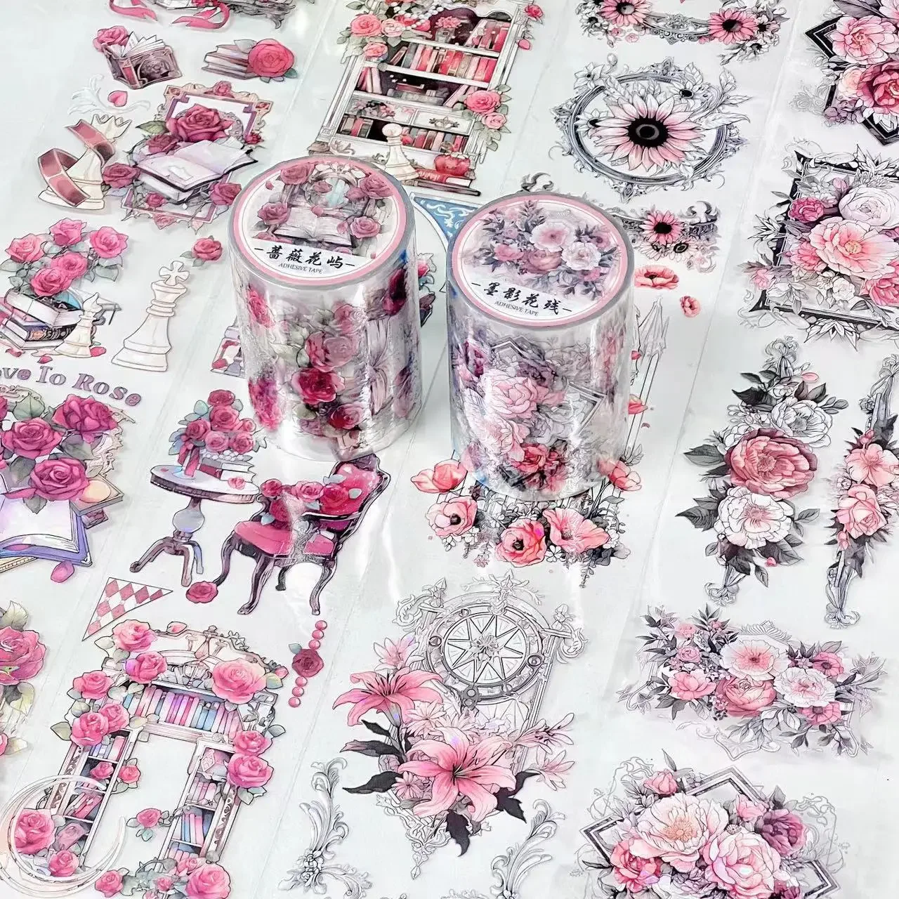 Flower Plant PET Decorative Masking Tape 2M/Roll Aesthetic Collage Landscape Stickers Scrapbooking Journal Stationery