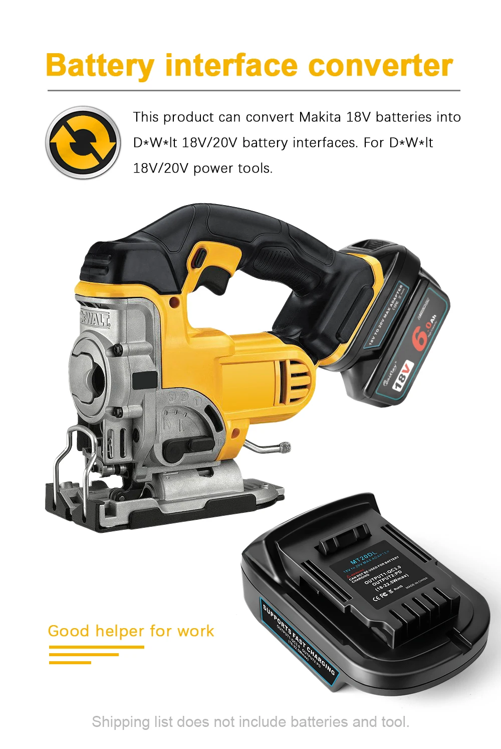 Battery Adapter for Makita 18V conversion to DEWALT 18V / 20V Batteries Power To