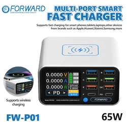 FORWARD 65W Smart Multi - Port Fast Charger with Wireless Charging (FW - P01 220V)