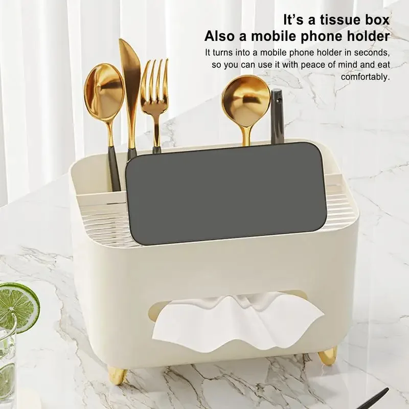 Multifunctional Tissue Box Living Room Tissue Case Desktop Organizer Remote Control Tissue Holder Luxury Paper Tissue Box Holder 5