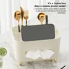 Multifunctional Tissue Box Living Room Tissue Case Desktop Organizer Remote Control Tissue Holder Luxury Paper Tissue Box Holder 5