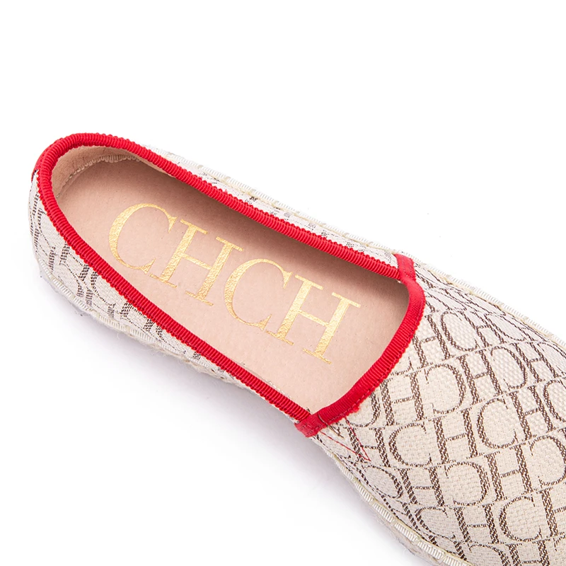 Chch 2023 New Summer Ladies Loafers Mesh Breathable Luxury Brand Fisherman Shoes Plaid Hand Woven Straw Casual Shoes Ladies