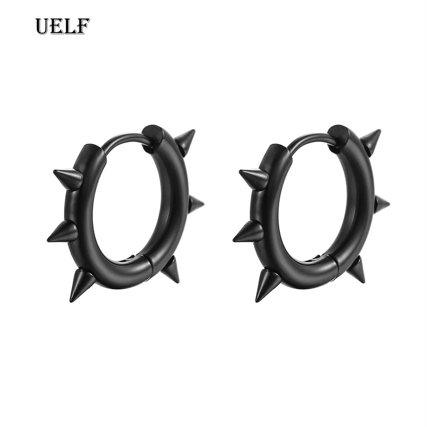 

Милые серьги-кольца UELF для мужчин, маленькие серьги Huggie из нержавеющей стали в стиле панк, 3 цвета