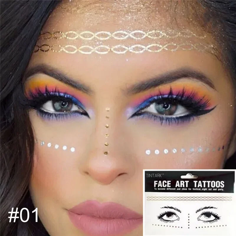 Flash Metallic Gold Face Temporary Tattoo Makeup Stickers