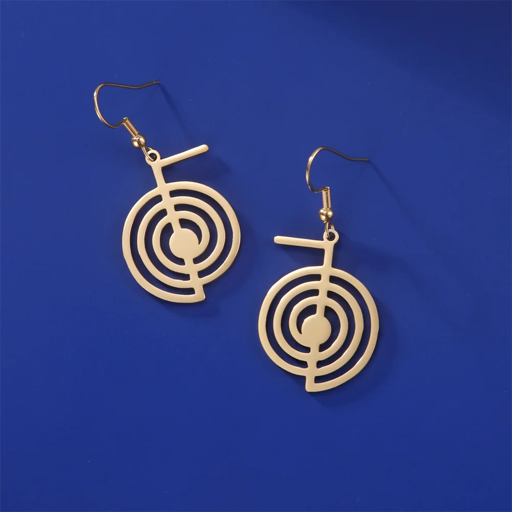 Drop Earrings EUEAVAN Cho Ku Rei Stainless Steel Reiki Protection Healing Chokurei Earring Sacred Geometry Energy Amulet Jewelry