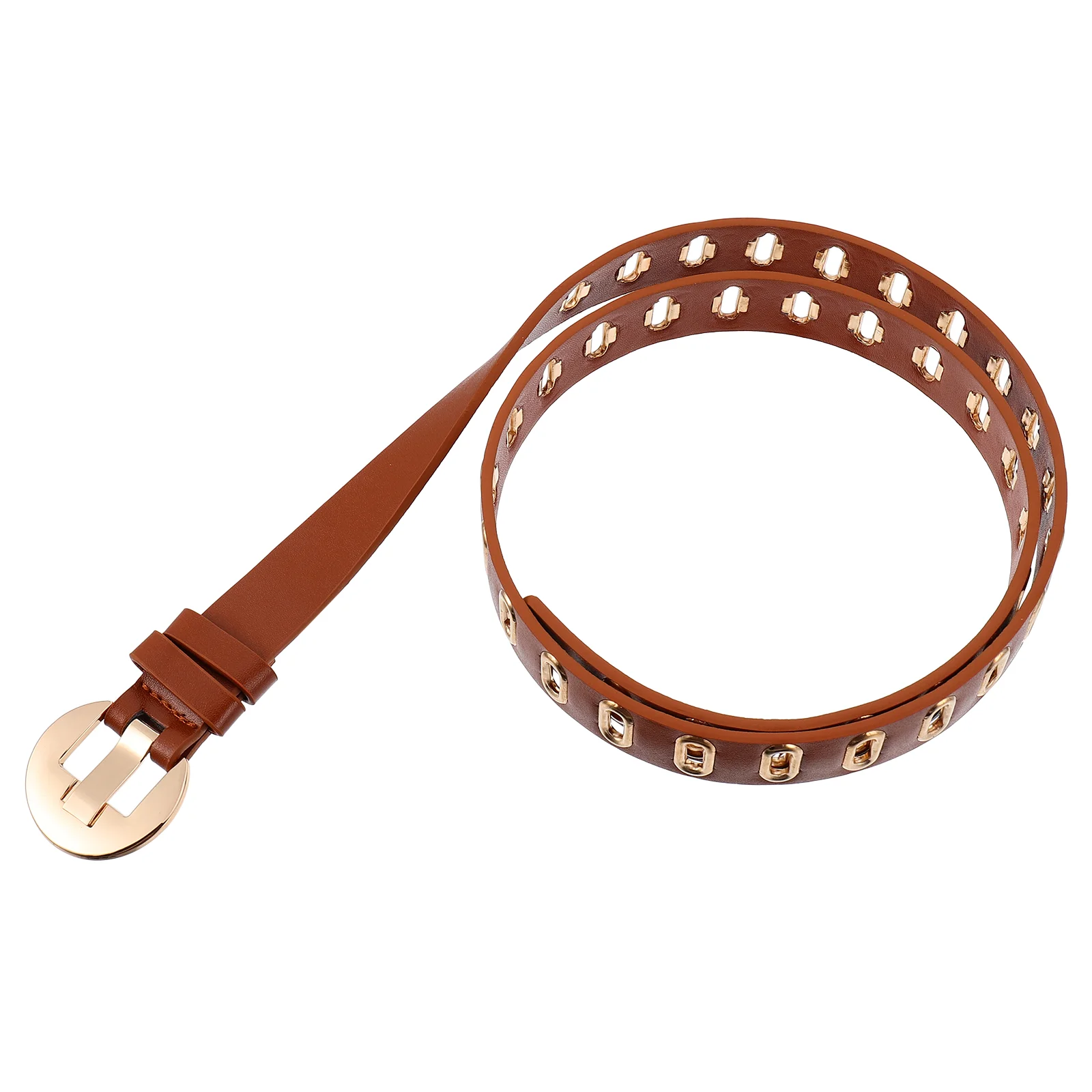 

Air Eye Belt Waist Fashionable Women Dress Accessory Band PU Stylish Holed Waistband​​​​​​​ Leash