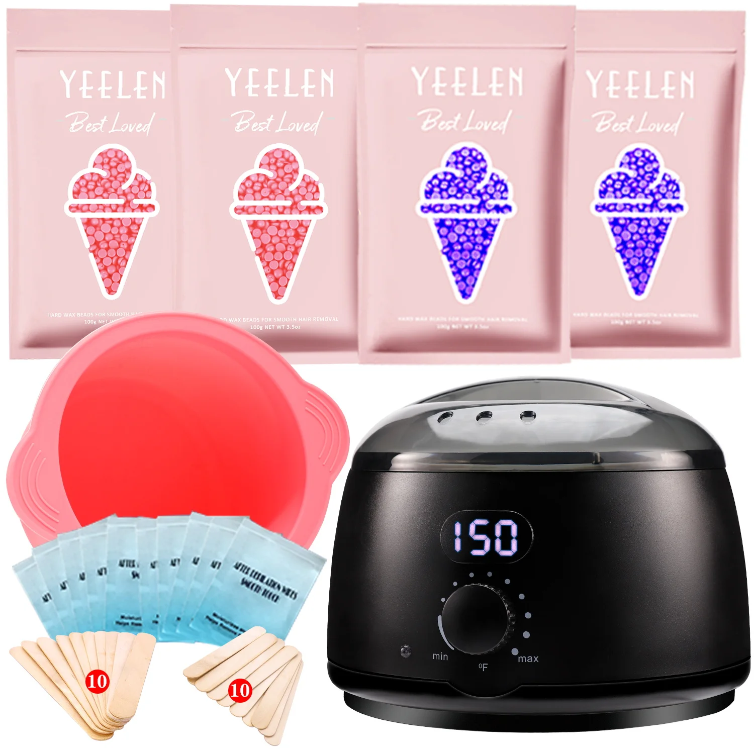 Hair Removal Kit Digital Wax Heater with US Plug Contains 14 oz Hard Wax Beads for Full Body Unisex