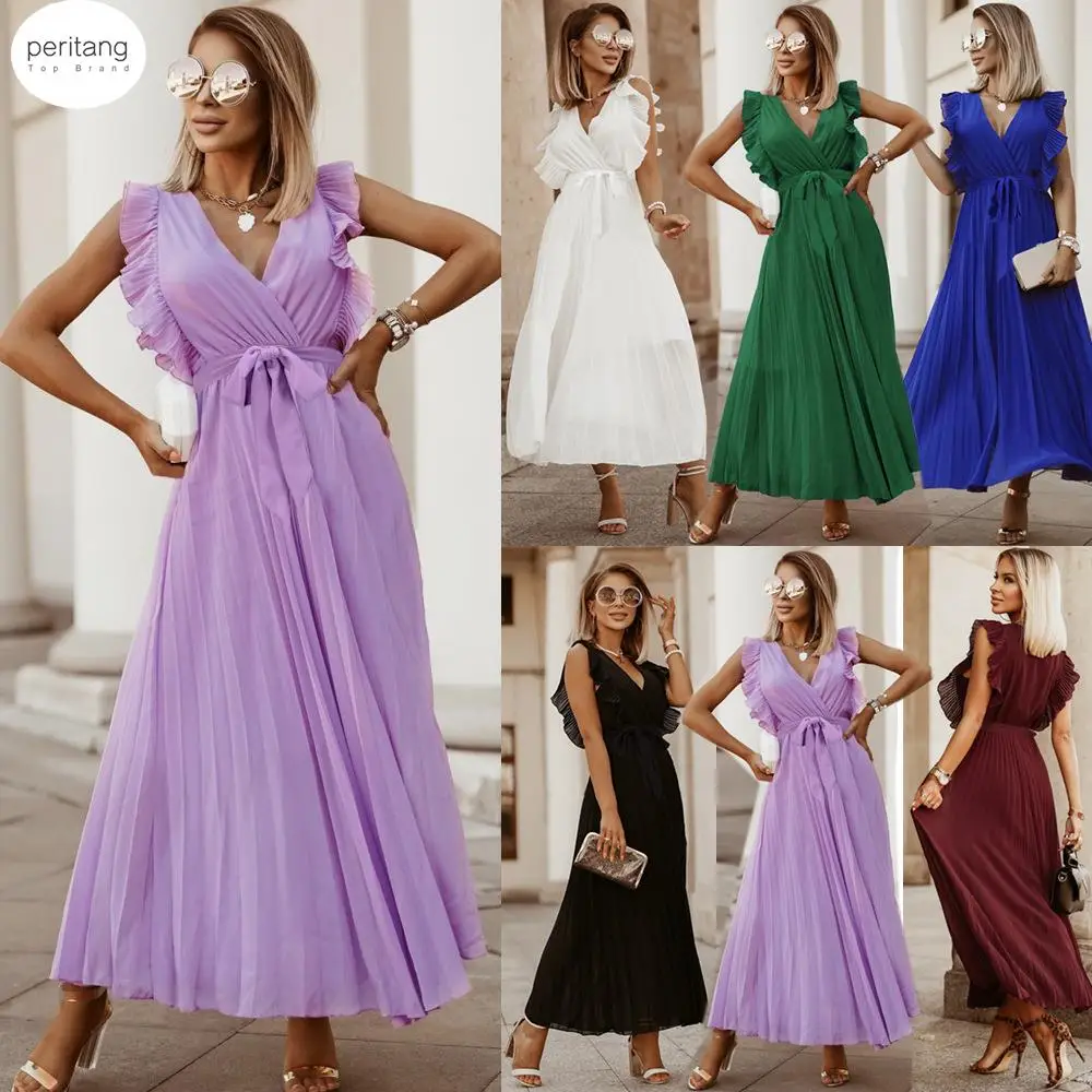 

Summer Fashion High Quality Women's Designer Party Vacation Vintage Elegant V-neck Lace Embroidered Green Midi Dress Female