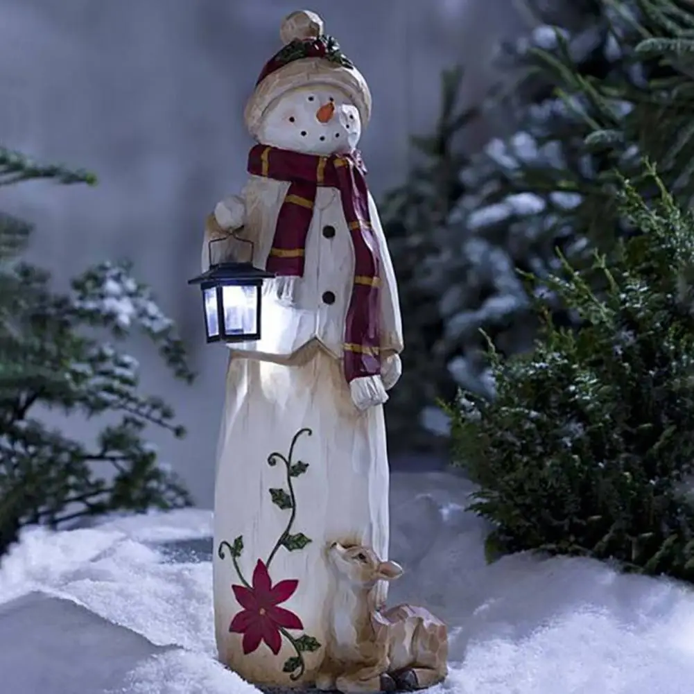 

Snowman Statue Decorative Synthetic Resin Luminous Christmas Snowman Ornament Carry Lamp Snowman Xmas Desktop Ornament