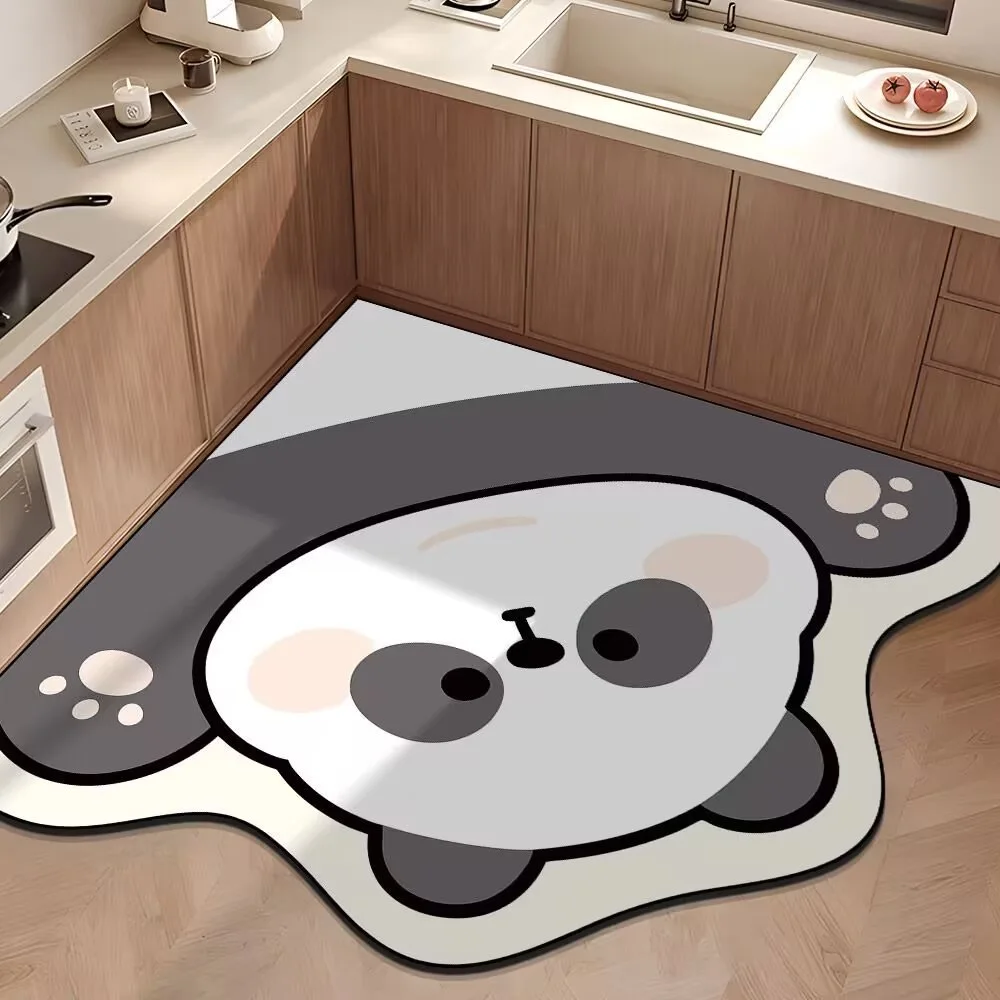 Floor Mat VIKAMA Cartoon Cute Animal Diatom Mud Door Mat Bathroom Mat Toilet Absorbent Non-Slip Quick Dry Floor Home Decoration