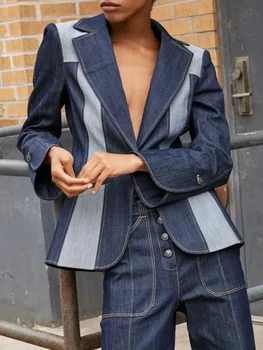 Denim Effect Blazer Jacket 2