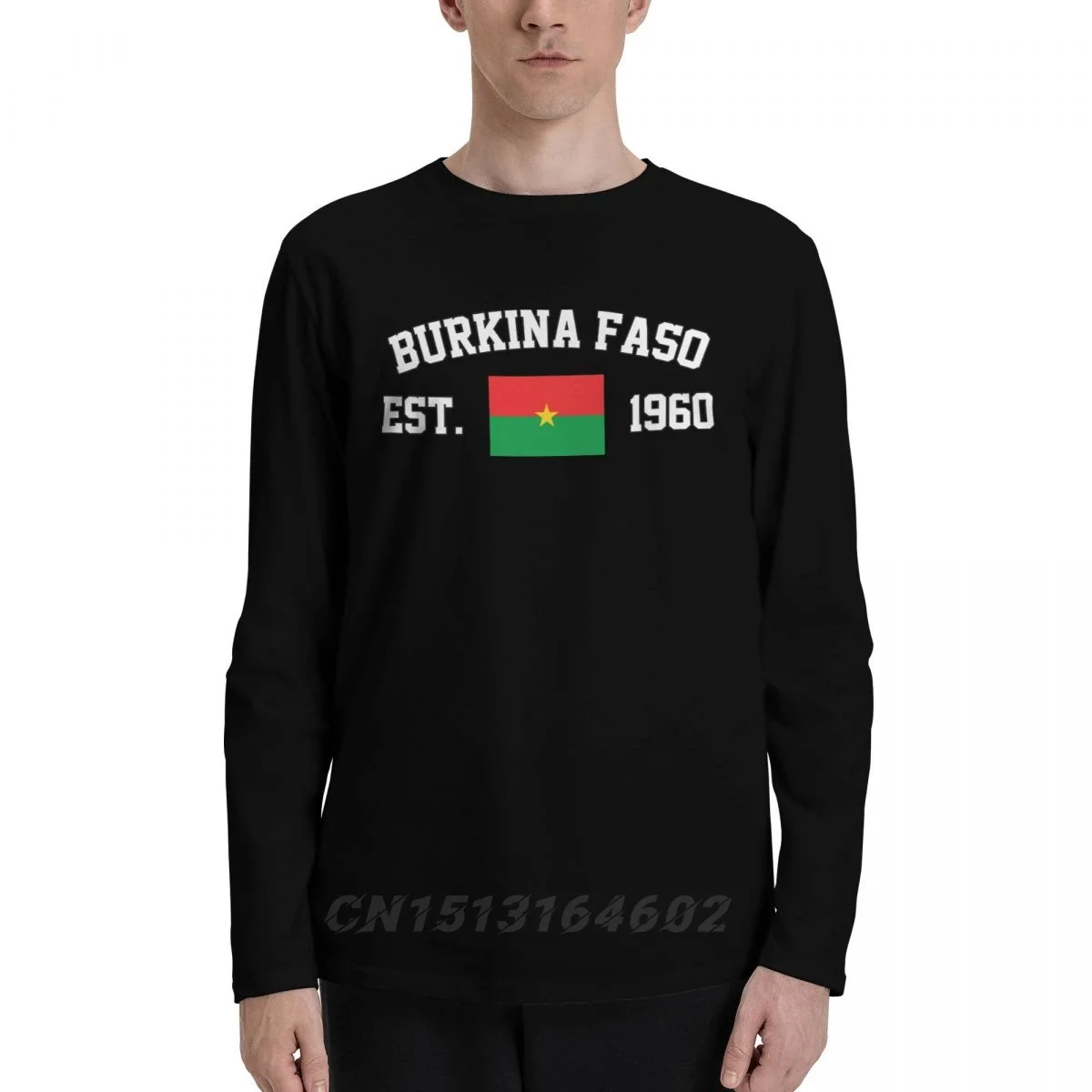 

100% Cotton Burkina Faso Flag With EST. Year Long Sleeve Autumn T shirts Men Women Unisex Clothing LS T-Shirt Tops Tees