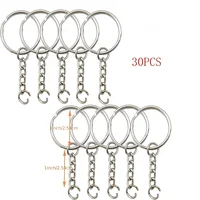 30pcs Silver Plated Metal Blank Keyring Keychain Split Key Ring with Chain Climbing Buckles Carabiner Keychain Rings Accessories 6