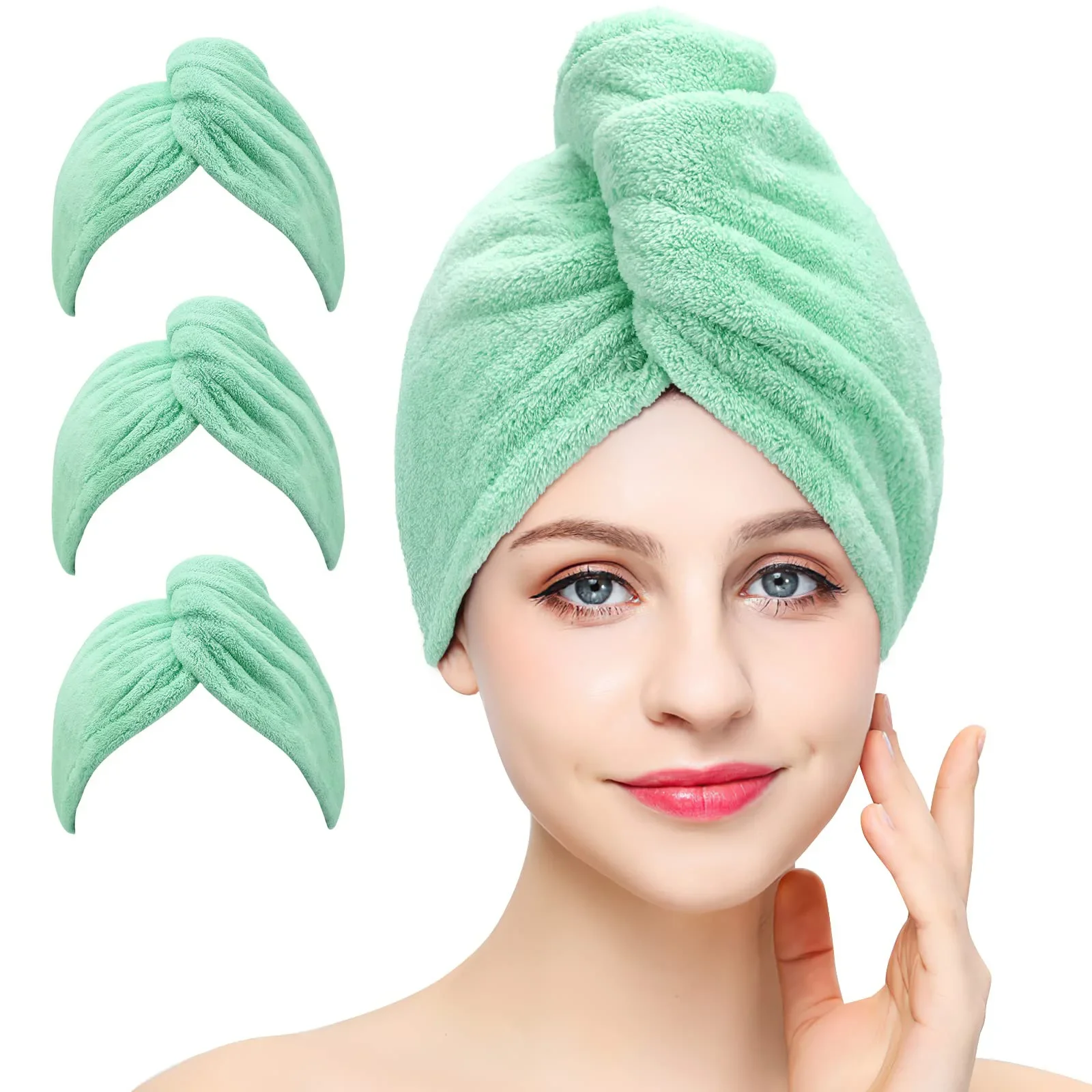 Laicky Confezione da 3 asciugaani in icrofibra per asciugare i capelli, super assorbenti
