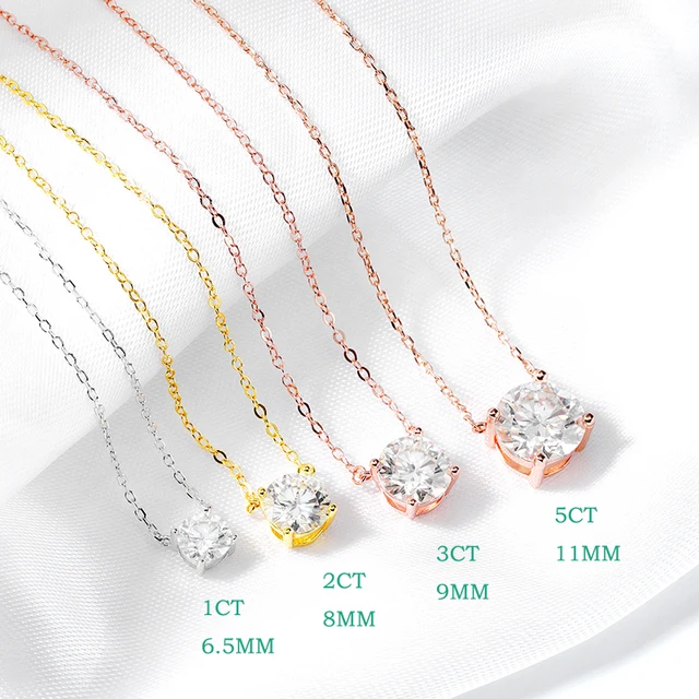 Smyoue 1-5CT Rose Gold Color Moissanite Necklace for Women D Color Sparkling Classic Lab Diamon Pendant Sterling Silver 925 100%